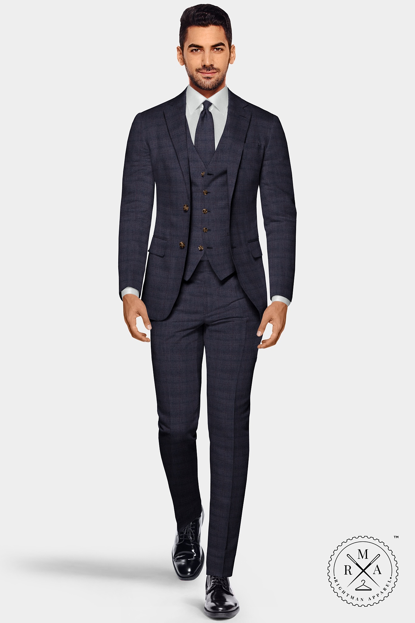 Purple Checks Three Piece Suit SU315